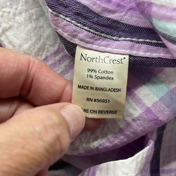 2X // Northcrest NWT Violet Plaid Long Sleeve Button Down Shirt - Picture 8 of 9